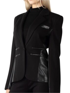 Jason Wu Black Blazer with Faux-Leather Trim